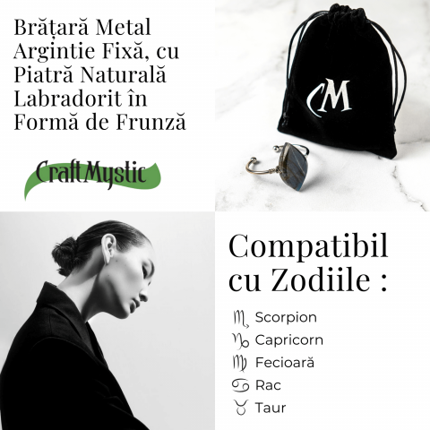 Bratara Fixa Argintie cu Labradorit Frunza – Intuitie si Protectie [3]
