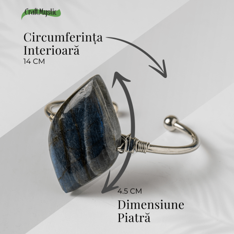 Bratara Fixa Argintie cu Labradorit Frunza – Intuitie si Protectie [4]