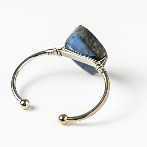 Bratara Fixa Argintie cu Labradorit Frunza – Intuitie si Protectie [7]