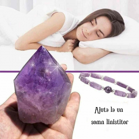 Bratara deosebita cu ametist natural 8mm - Elastica ajustabila cu pietre semipretioase violete [3]