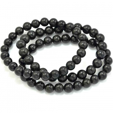 Bratara elastica cu margele de onix negru stralucitor natural de 6 mm - Adevar + Forta - Bratara unisex cu margele neagra de inalta calitate pentru barbati si femei - Dimensiune reglabila [5]