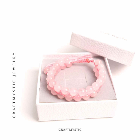 Bratara Dubla Reglabila din Cuart Roz 8mm – Iubire și Armonie [7]