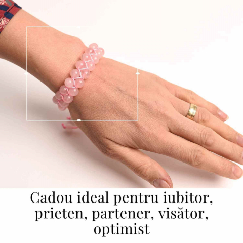 Bratara Dubla Reglabila din Cuart Roz 8mm – Iubire și Armonie [1]