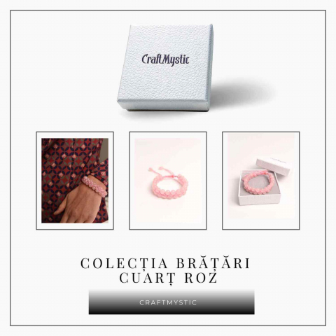 Bratara Dubla Reglabila din Cuart Roz 8mm – Iubire și Armonie [5]