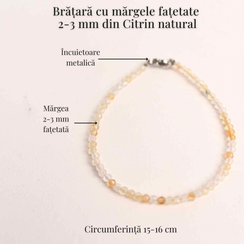 Bratara cu margele 2-3 mm citrin fatetat natural pentru prosperitate si energie pozitiva [3]