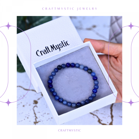 Bratara Elastica cu Margele 6mm Aventurin albastru pentru Claritate Mentala si Focus [5]