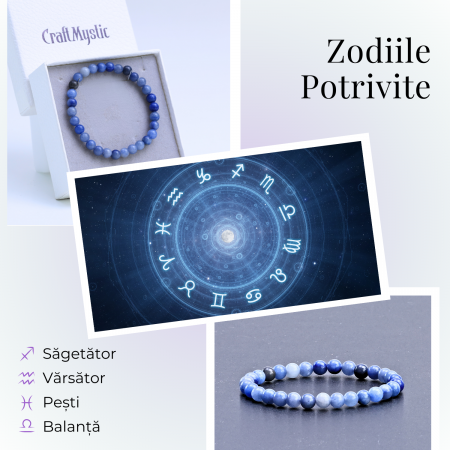 Bratara Elastica cu Margele 6mm Aventurin albastru pentru Claritate Mentala si Focus [3]