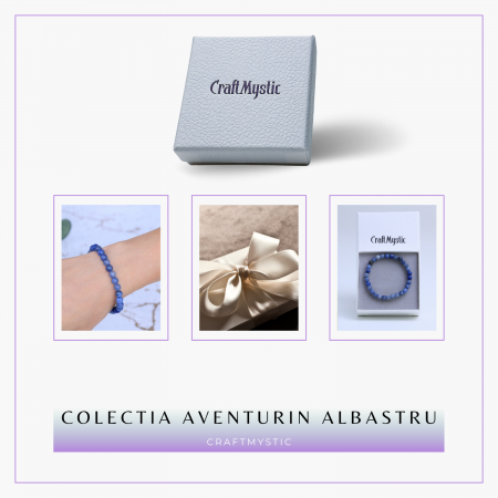 Bratara Elastica cu Margele 6mm Aventurin albastru pentru Claritate Mentala si Focus [6]