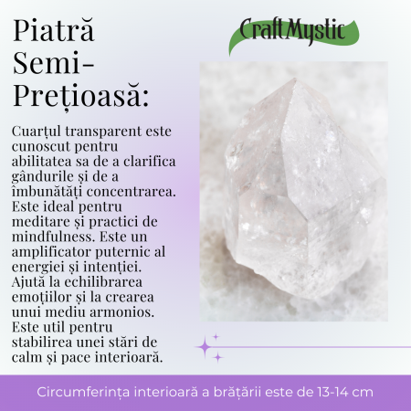 Bratara Elastica cu Margele 6mm Cuart transparent  Energie Pozitiva [5]