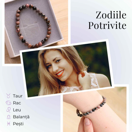 Bratara Elastica cu Margele 6mm din Rodonit -Vindecare Emotionala si Echilibru [4]