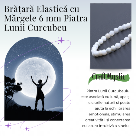 Bratara cu margele 6mm din Piatra Lunii Curcubeu pentru Vindecare Emotionala [6]
