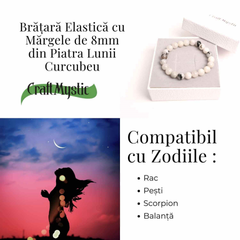 Bratara Elastica cu Margele 8mm din Piatra Lunii Curcubeu - Magie si Femininitate [6]