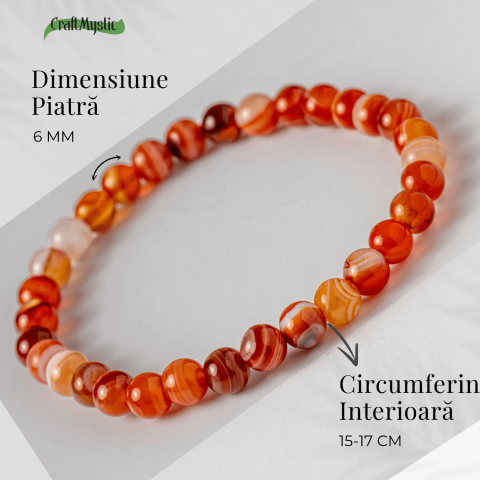 Bratara elastica cu margele de Carneol Agat Botswana – Energie si Vitalitate [4]