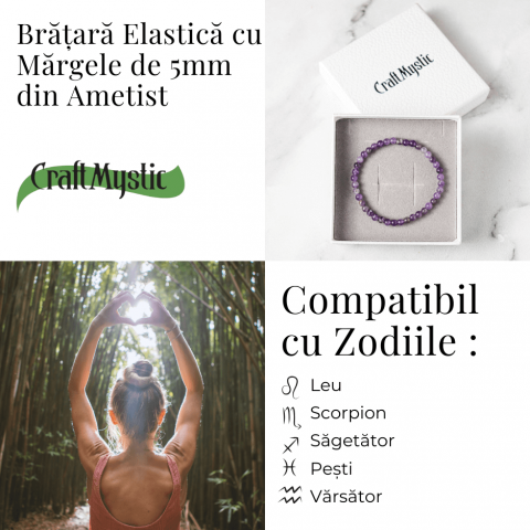 Bratara Elastica din Ametist 5mm – Claritate Mentala si Echilibru Emoțional [3]
