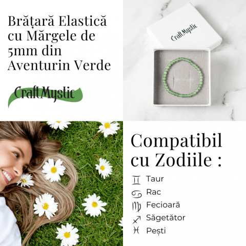 Bratara Elastica din Aventurin Verde 5mm – Noroc si Abundenta [3]