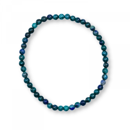 Claritate Mentala si Focus - Bratara Elastica cu Margele Naturale de 4mm din Azurit cu Malachit, Protectie si Claritate