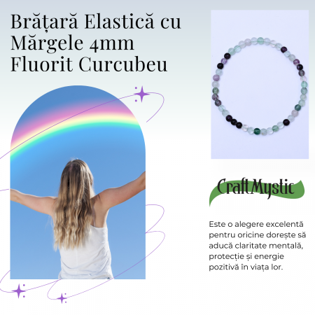 Bratara elastica cu margele 4mm Fluorit curcubeu - Claritate mentala [3]