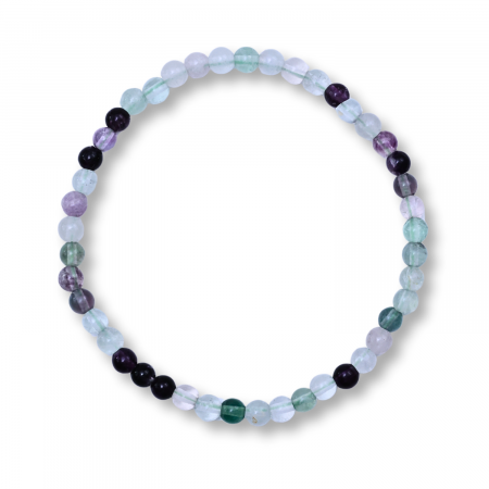 Claritate Mentala si Focus - Bratara elastica cu margele 4mm Fluorit curcubeu - Claritate mentala