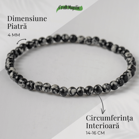 Bratara elastica 4mm din Obsidian Fulg de Nea – Protectie si Echilibru [4]