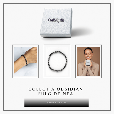 Bratara elastica 4mm din Obsidian Fulg de Nea – Protectie si Echilibru [7]