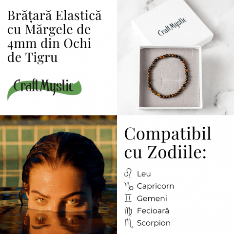 Bratara Elastica cu Margele 4 mm din Ochi de Tigru – Protectie si incredere [3]