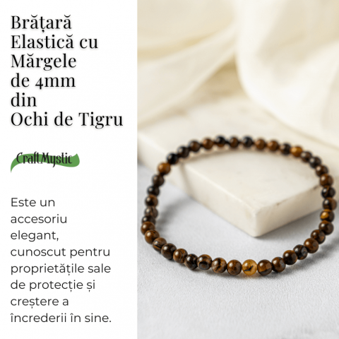 Bratara Elastica cu Margele 4 mm din Ochi de Tigru – Protectie si incredere [7]