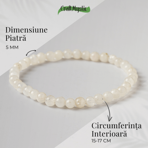 Bratara elastica cu margele 5mm naturale Piatra a Lunii Curcubeu – Echilibru si Intuitie [3]