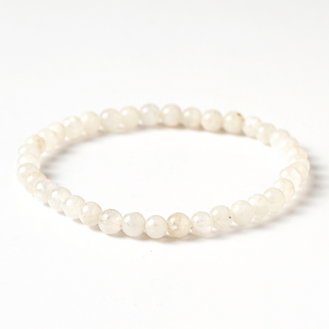Cristale pentru zodii - Bratara elastica cu margele 5mm naturale Piatra a Lunii Curcubeu – Echilibru si Intuitie