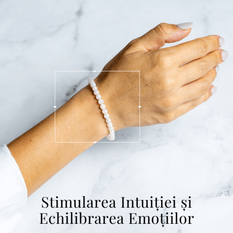 Bratara elastica cu margele 5mm naturale Piatra a Lunii Curcubeu – Echilibru si Intuitie [1]
