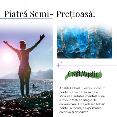 Bratara Elastica cu Margele Naturale de 6mm din Apatit Albastru [5]
