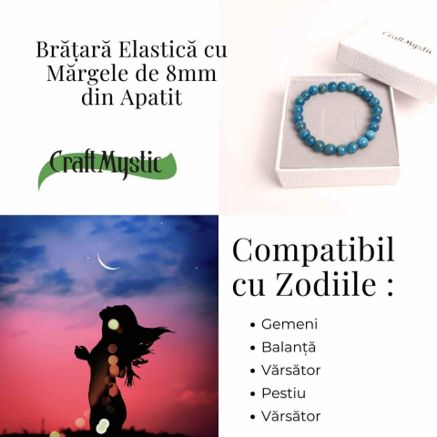 Bratara elastica 8mm din Apatit Albastru – Creativitate si claritate mentala [3]