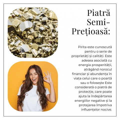 Bratara Elastica cu Margele Naturale de Pirita 6mm pentru Prosperitate si Protectie [4]