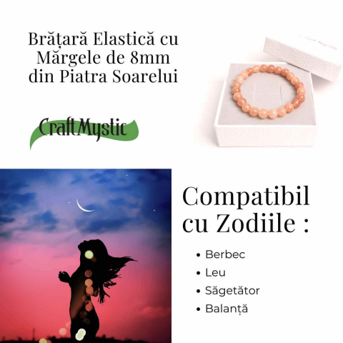 Bratara elastica cu piatra soarelui 8mm – Incredere si abundenta [3]