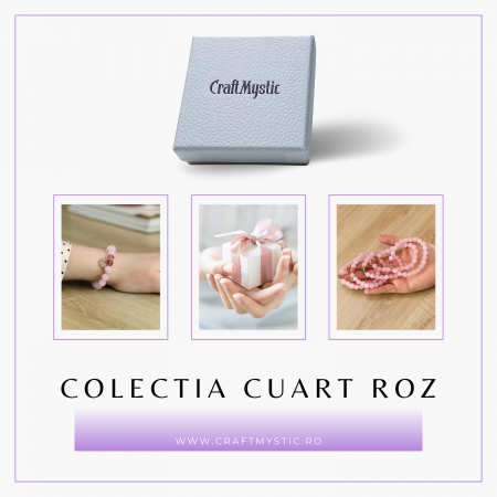 Bratara Elastica cu Margele din Cuart Roz de 8 mm, Pandantiv Sferic si Inimioara [5]