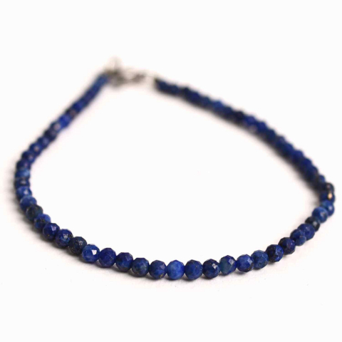 Claritate Mentala si Focus - Bratara cu margele 2-3 mm Lapis Lazuli fatetat natural pentru intelepciune si armonie interioara