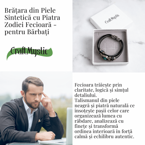 Bratara Zodiacala ajustabila din Piele Sintetica cu Cabochon Rotund – Simbol Astrologic Personalizat pentru Energie si Identitate Astrala [5]