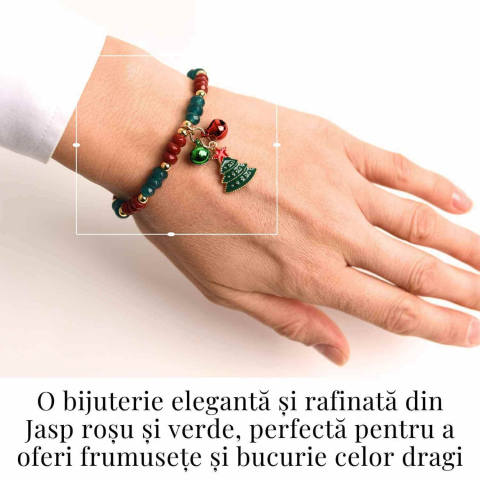 Bratara naturala Jasp rosu, verde fatetat - cadou unic festiv [1]