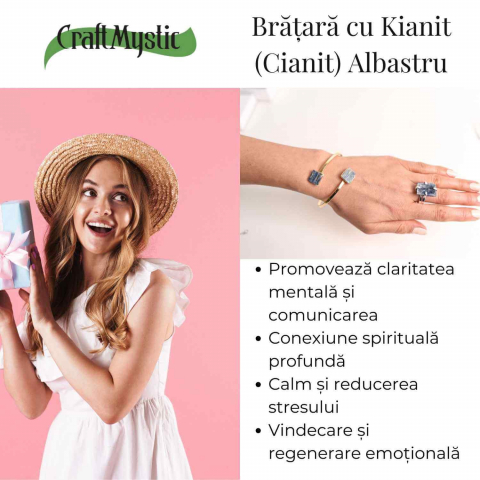 Bratara Metalica Aurie cu Dublu Kianit (cianit) Albastru, Claritate si Armonie [2]