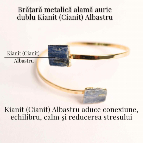 Bratara Metalica Aurie cu Dublu Kianit (cianit) Albastru, Claritate si Armonie [3]