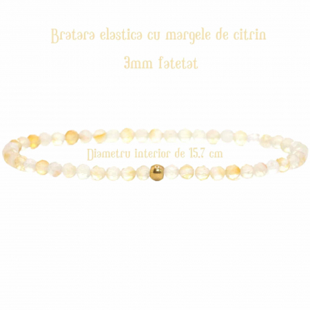 Bratara Eleganta cu Margele 3mm Citrin Fateta cu Bila Stralucitoare Pentru Incredere in sine, Revigorare [1]