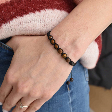 Bratara Reglabila cu Margele de Ochi de Tigru de 6mm - Bijuterii Handmade, Cadou Perfect pentru Femei si Fete [2]
