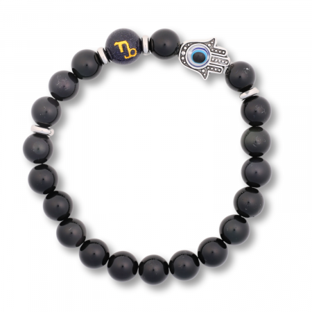  Bratara pentru Zodii cu Margele de Obsidian, Pandantiv Mana Fatimei si Ochiul "Rau" [16]