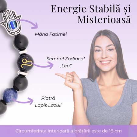  Bratara pentru Zodii cu Margele de Obsidian, Pandantiv Mana Fatimei si Ochiul "Rau" [51]
