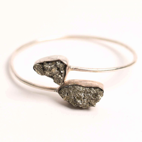 Cristale pe beneficii - Bratara pirita cu metal – Noroc si protectie zilnica