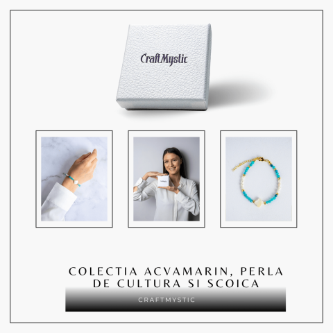 Bratara eleganta cu acvamarin si perle naturale pentru claritate mentala si liniste interioara. Lucrata manual, ideala pentru zodiile Rac, Pesti, Balanta. Potrivita pentru chakrele gâtului si coroanei. [7]