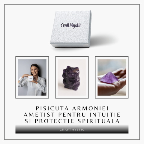 Pisicuta armoniei – Ametist pentru Intuitie si Protectie Spirituala 5 cm inaltime [8]