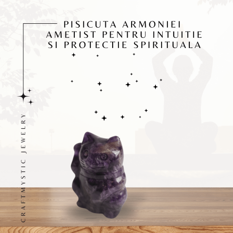Pisicuta armoniei – Ametist pentru Intuitie si Protectie Spirituala 5 cm inaltime [7]