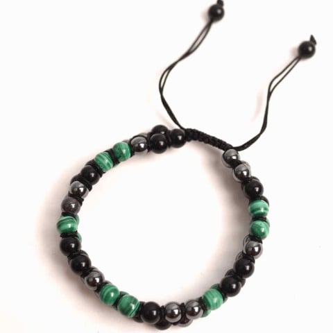 Bratara Tripla Protectie cu Cristale de Malachit, Obsidian Negru si Hematit - Echilibru si Forta [7]