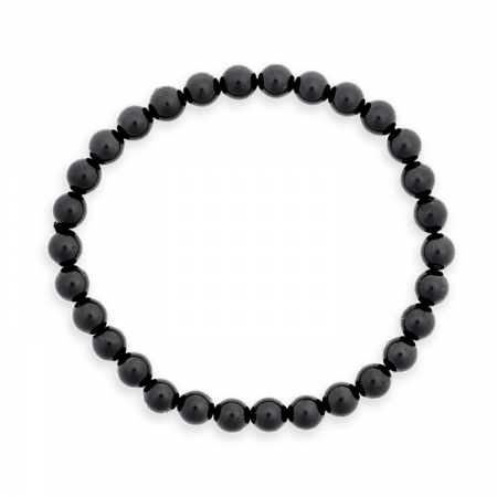 Cristale pe beneficii - Bratara Elastica cu Margele de Turmalina Neagra de 6mm – Talisman Protector si Stilat