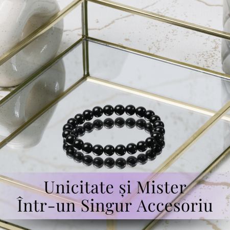 Bratara Elastica cu Margele de Turmalina Neagra de 8mm – Protectie si Echilibru [5]